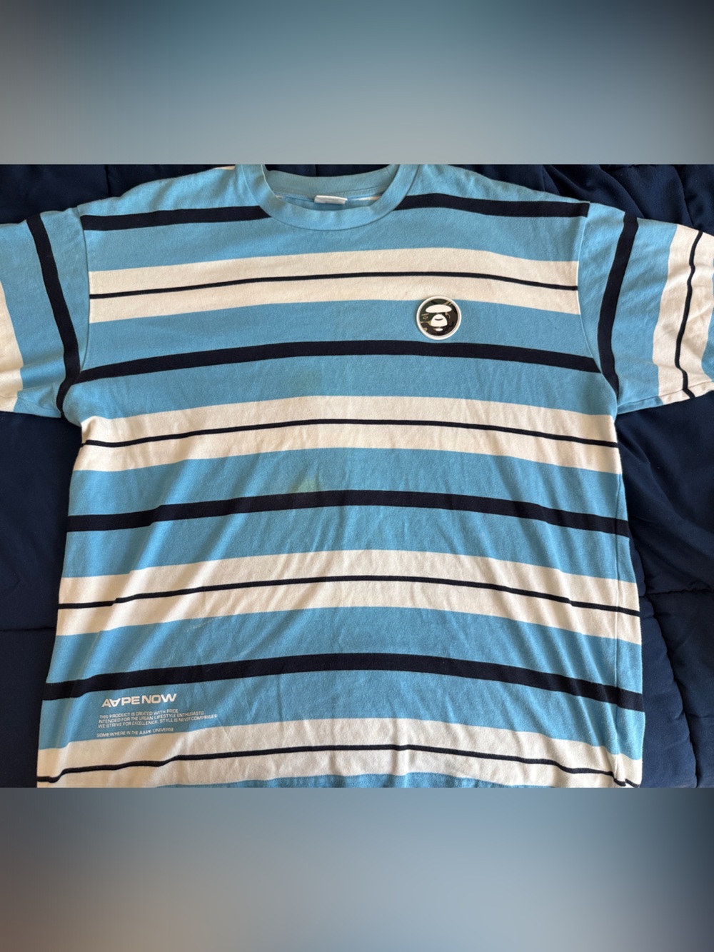 Striped Short Sleeve Tee in Light Blue & White by Aape Now